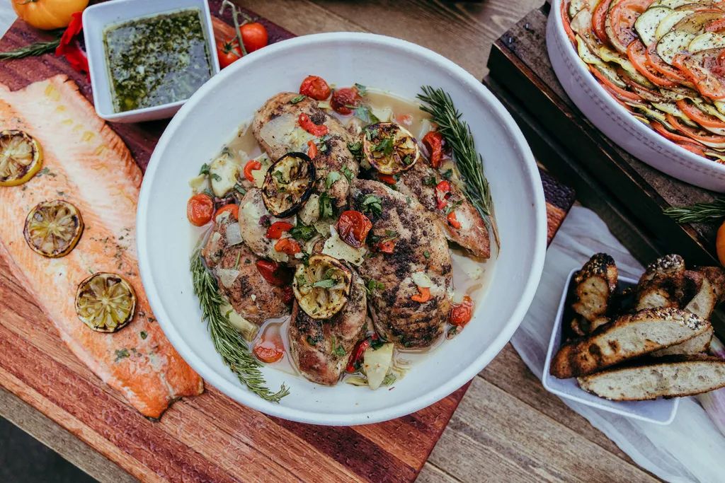 Buffet dishes by Sadie's Catering